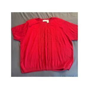 Alfred Dunner Red Cable Knit Sweater Women's Plus Size 3X Short Sleeve